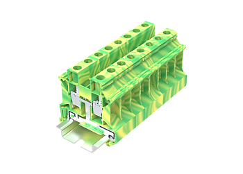 Заземляющая клемма TU10-2-PE - Заземляющая клемма, тип фиксации провода: винтовой, номинальное сечение: 10 мм кв., ширина: 10,2 мм, цвет: желто-зеленый, тип монтажа: DIN 35