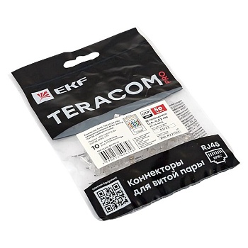 Коннектор RJ-45 TERACOM PRO неэкранированный 8P8C 30мкд Cat.5E универсальный (упак.10шт)