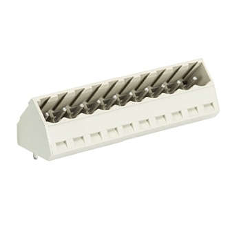 Вилка Wiecon 8113 S / 10 S OB GR - Вилочный разъем, угол 45 градусов, на плату, шаг 5 мм, 10 полюсов, фиксация на плате пайкой, 400V, 12А, без маркировки, цвет: серый, серия 8113 S S