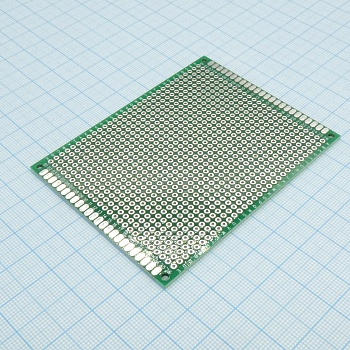 Плата макетная  70мм х 90мм - Двухсторонняя макетная плата с шагом между отверстий 2,54 мм