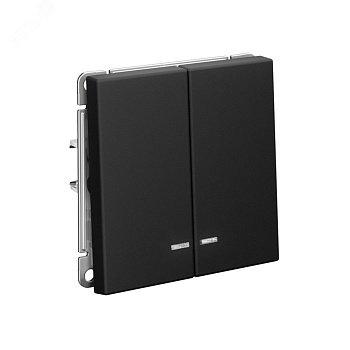 Выключатель 2-кл. ArtGallery (сх. 5а) 10AX с подсветкой механизм карбон SE GAL001053