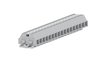 Клемма мини 240333 - Мини клемма, боковой подвод кабеля, 4 точки подключения в клемме, тип фиксации провода: пружинный, номинальное сечение: 1,5 мм кв., 18A, 400V, цвет: светло-серый, тип монтажа: монтажные фланцы