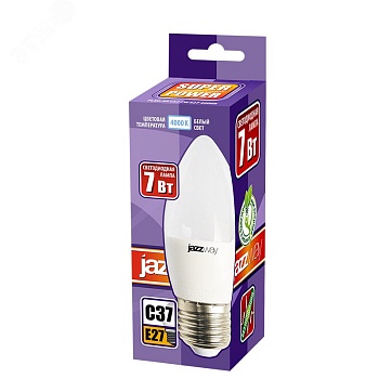 Лампа светодиодная LED 7w E27 4000K свеча 230/50 Jazzway 5018914