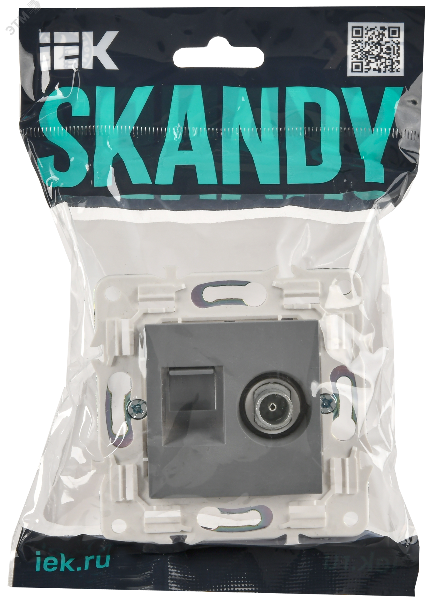 SKANDY Розетка двойная TV+RJ45 кат.5E SK-A14Gr серый IEK SK-AK20-1-K03