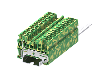 Заземляющая клемма TC2.5-2-1-PE - Заземляющая клемма, для подключения разъема, тип фиксации провода: пружинный, номинальное сечение: 2,5 мм кв., ширина: 5,2 мм, цвет: желто-зеленый, тип монтажа: DIN 35