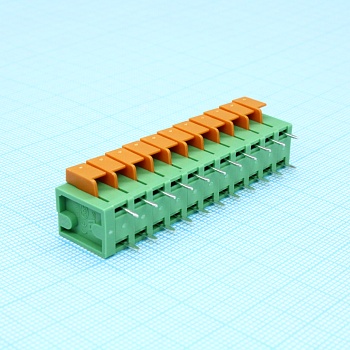 DG142V-5.08-11P-14-00A(H) - Нажимной безвинтовой клеммный блок 11 контактов. Зажим типа торцевой контакт. Серия DG142R-5.08