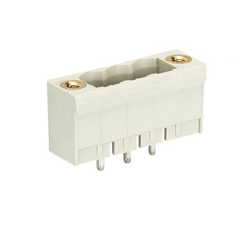 Вилка Wiecon 8213 S / 3 GF OB - Вилочный разъем, вертикальный, на плату, с монтажными фланцами, шаг 5,08 мм, 3 полюса, фиксация на плате пайкой, 400V, 12А, без маркировки, цвет: серый, серия 8213 S GF