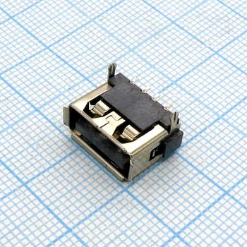 USB 4AFR SMD розетка на плату - Разъем USB тип A, розетка, 4 контакта на плату, угловой SMD монтаж