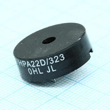 HPA22D/323 - Звукоизлучатель пьезокерамический, 10Vp-p, (1~30Vp-p) 3 мА, 90 дБ, 4±0.5 кГц, D=22х7.4 мм