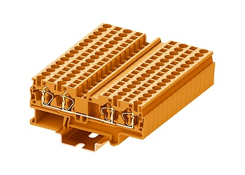 Проходная клемма TC4-4-OG - Проходная клемма, 4 точки подключения, пружинный, номинальное сечение: 4 мм кв., 32A, 800V, ширина: 6,2 мм, цвет: оранжевый, тип монтажа: DIN 35