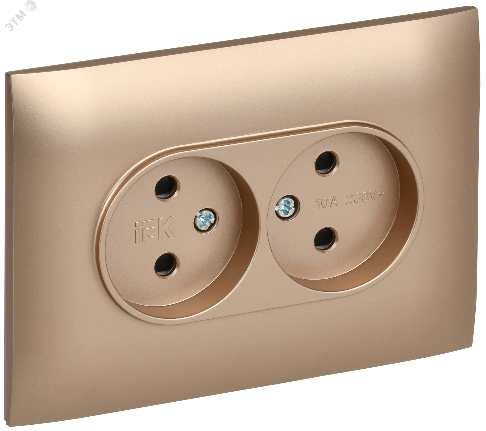 SKANDY Розетка 2-местная без заземления с защитными шторками 10А в сборе SK-R09Sa песочный IEK SK-R23-10-K98-F
