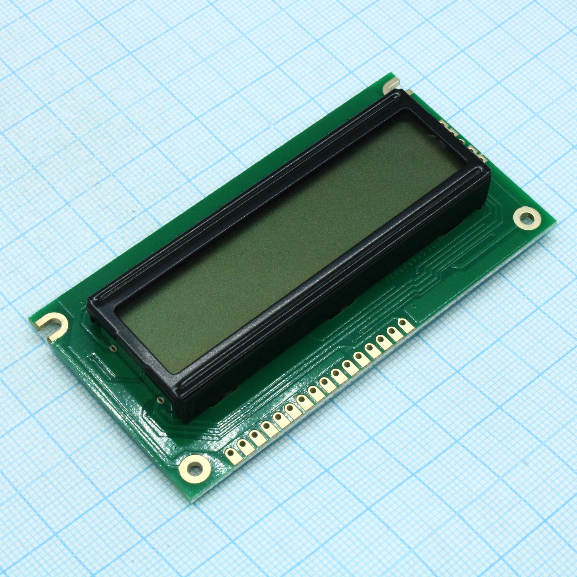 WH1602A-PGH-CT# - ЖКИ знакосинтезирующий 16 x 2, STN Серый Позитивный/прозрачно-отражающий подсветка синяя, размеры 84x44 мм, видимая область 66x16 мм, -20...70°C, контактные площадки снизу 16 выводов