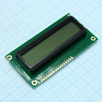 WH1602A-PGH-CT# - ЖКИ знакосинтезирующий 16 x 2, STN Серый Позитивный/прозрачно-отражающий подсветка синяя, размеры 84x44 мм, видимая область 66x16 мм, -20...70°C, контактные площадки снизу 16 выводов