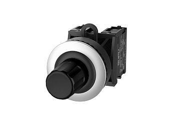 Кнопка "СТОП" (черная) TS2520-0RL60-S10 - Нажимная кнопка "СТОП", с блокировкой, без подсветки, утопленное алюминиевое переднее кольцо, с мгновенным нажатием, с контактной группой 1NO, диаметр головки кнопки 36 мм, диаметр посадочного отверстия: 22 мм, цв