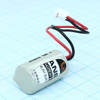 ER14250H-LD/-002855 - Li, SOCl2 батарея типоразмера 1/2AA, 3.6 В, 1.2 Ач, разъем с проводами приварены к выводам, -55...85 °C