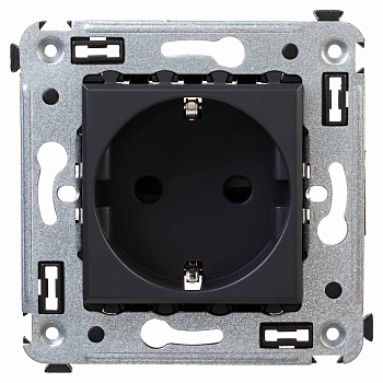 Розетка 1-м СП 2мод. Avanti "Черный матовый" 16А 2P+E защ. шторки механизм черн. 4412003