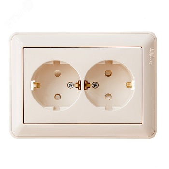 Розетка 2-м СП W59 16А IP20 с заземл. защ. шторки в сборе сл. кость SE RS16-255-28