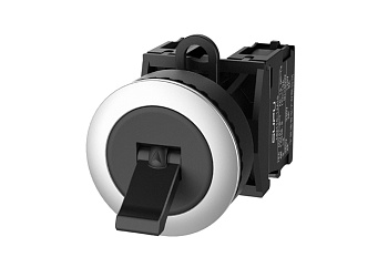 Тумблер (черный) TS2520-0PM60-S10 - Тумблер, без блокировки, без подсветки, утопленное алюминиевое переднее кольцо, с мгновенным нажатием, с контактной группой 1NO, диаметр головки кнопки 36 мм, диаметр посадочного отверстия: 22 мм, цвет: черный