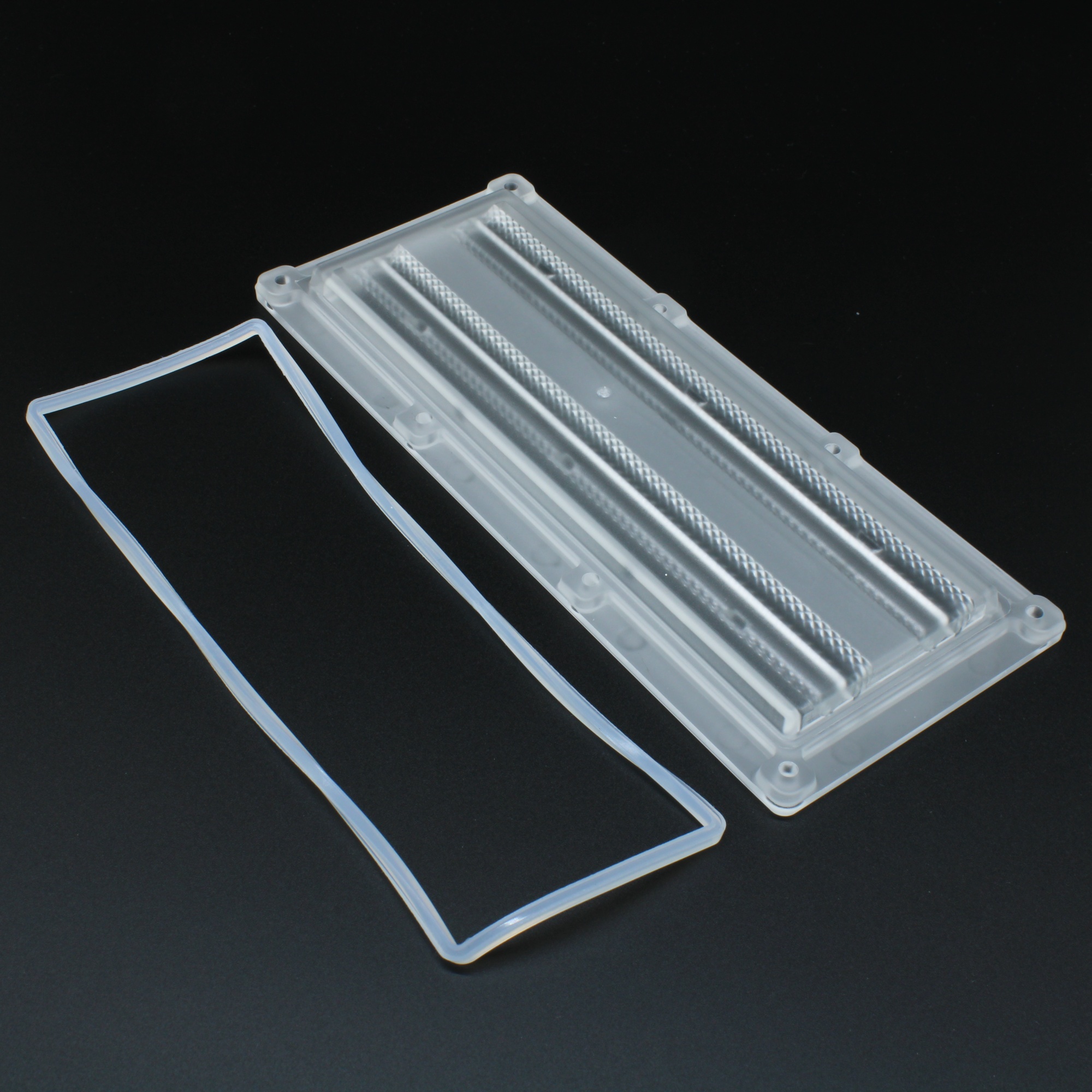 ALHB173DXXLED90G - Групповая прямоугольная линза 2x6 на 12/24/48/64 светодиода 5050/3030/2835, эфф=90%, 90°, 173x71.4mm   H:10,38mm, PMMA