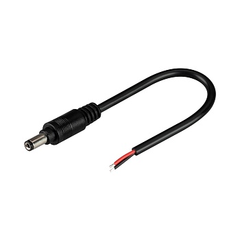Коннектор выводной DC-MONO-2PIN-L150-M (JACK 5.5, LOCK) 032853 - Круглый разъем серии ARL, DC 2-pin с байонетом ПАПА для подключения питания одноцветных светодиодных лент. Провод 20AWG (0.5 мм2) 15 см. Максимальный допустимый ток 3 А. Номинальное напряжен