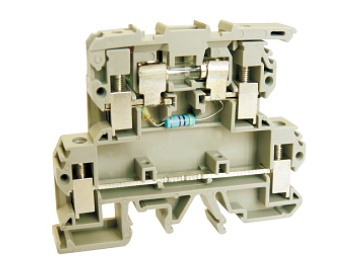 Этажная клемма USK-4/2-2RDX60 - Этажная клемма, верхний ряд с предохранителем, с LED 60V, тип фиксации провода: винтовой, номинальное сечение: 4 мм кв., до 6,3A, 500V, ширина: 8 мм, цвет: бежевый, тип монтажа: DIN 35