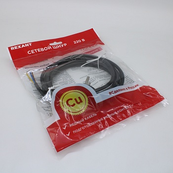 Шнур электрический с угловой вилкой 10А 2300Вт ПВС 3х0.75кв.мм 3м черн. 11-1311