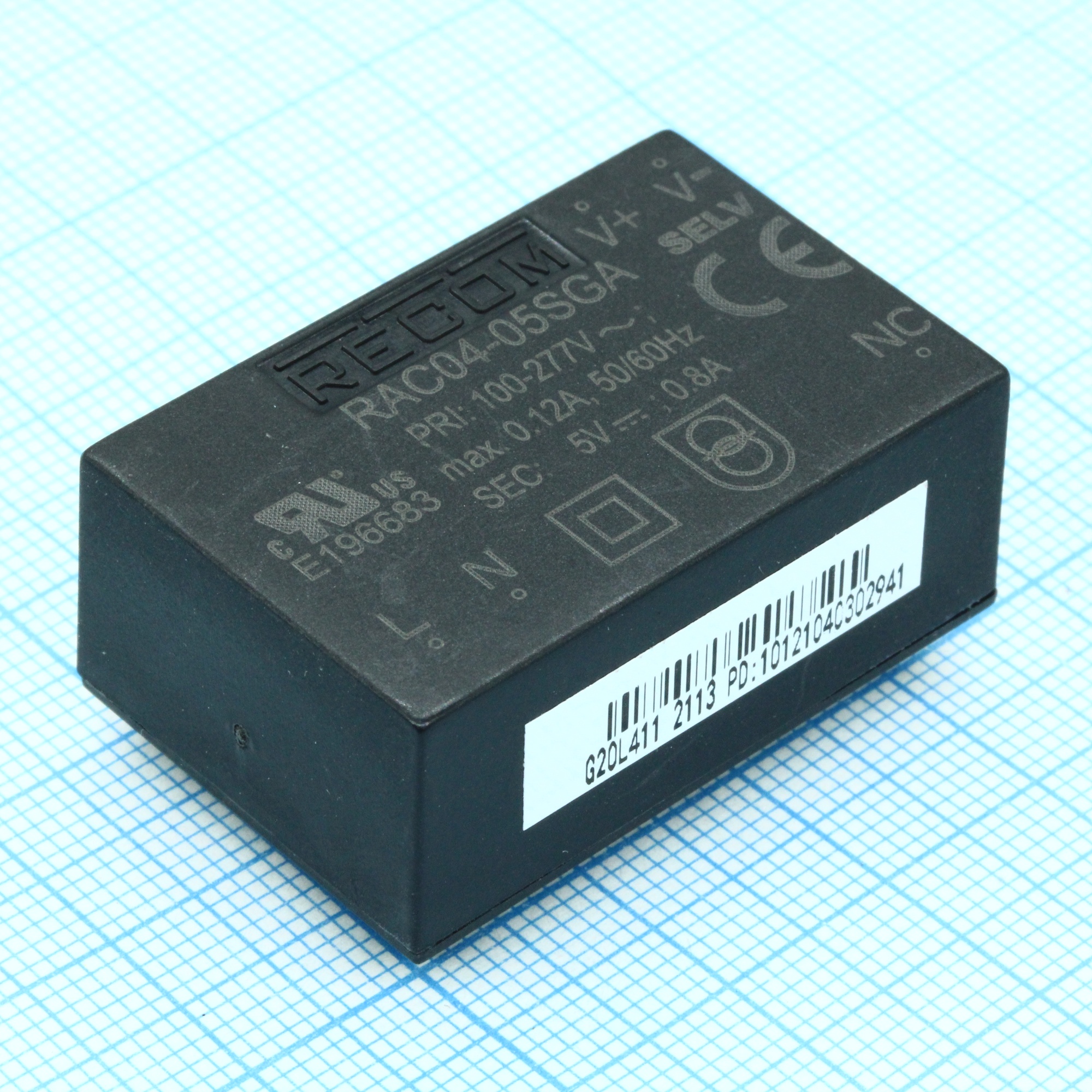 RAC04-05SGA - Преобразователь AC/DC на печатную плату вход 85-305В переменного тока выход 5В 4Вт изоляция 3кВ