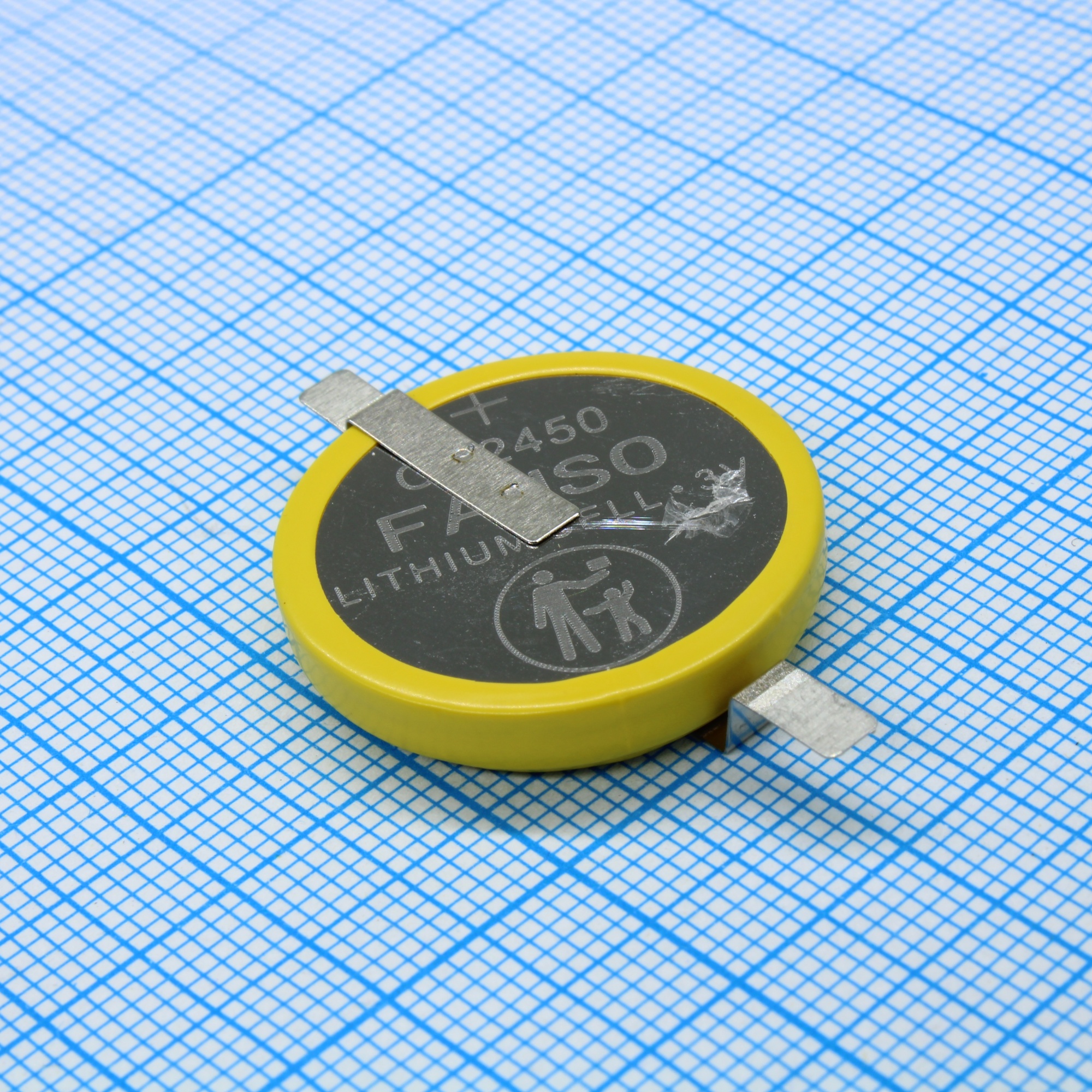 CR2450-LGY2 - Li, MnO2 батарея типоразмера R24, 3В, 0.6Ач, приваренные плоские аксиальные выводы, -20...70 °C