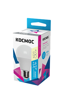 Лампа светодиодная A60 20Вт 3000К E27 220В КОСМОС LkecLED20wA60E2730