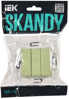 SKANDY Выключатель 3-клавишный 10А SK-V11G мятный IEK SK-V30-0-10-K06