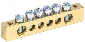 Шина PEN "земля-ноль" 8х12мм 6/2 (6групп/крепеж по краям) YNN21-06-100