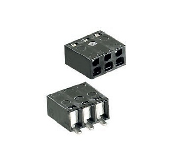 Клемма 7060 /3 SMD 25.400.3310.1 - Клемма на печатную плату, SMD, подвод кабеля сбоку, без маркировки, 4 полюса, шаг: 2,50 мм, Push-in фиксация провода, 320V, 9A, цвет: черный, серия 7060 SMD