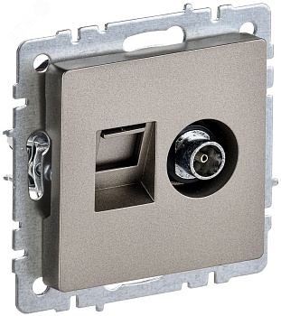 Розетка компьютерная + телевизионная 2-м Brite РТВ/РК12-БрШ RJ45 кат.5E + TV шампань BR-AK20-1-K37