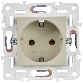 SKANDY Розетка с заземлением без защитных шторок 16А SK-R05B бежевый IEK SK-R11-16-K10