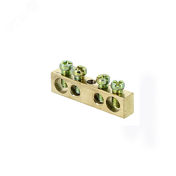 Шина PEN "ноль-земля" 6х9 4 отвер. латунь крепеж по центру PROxima sn0-63-04