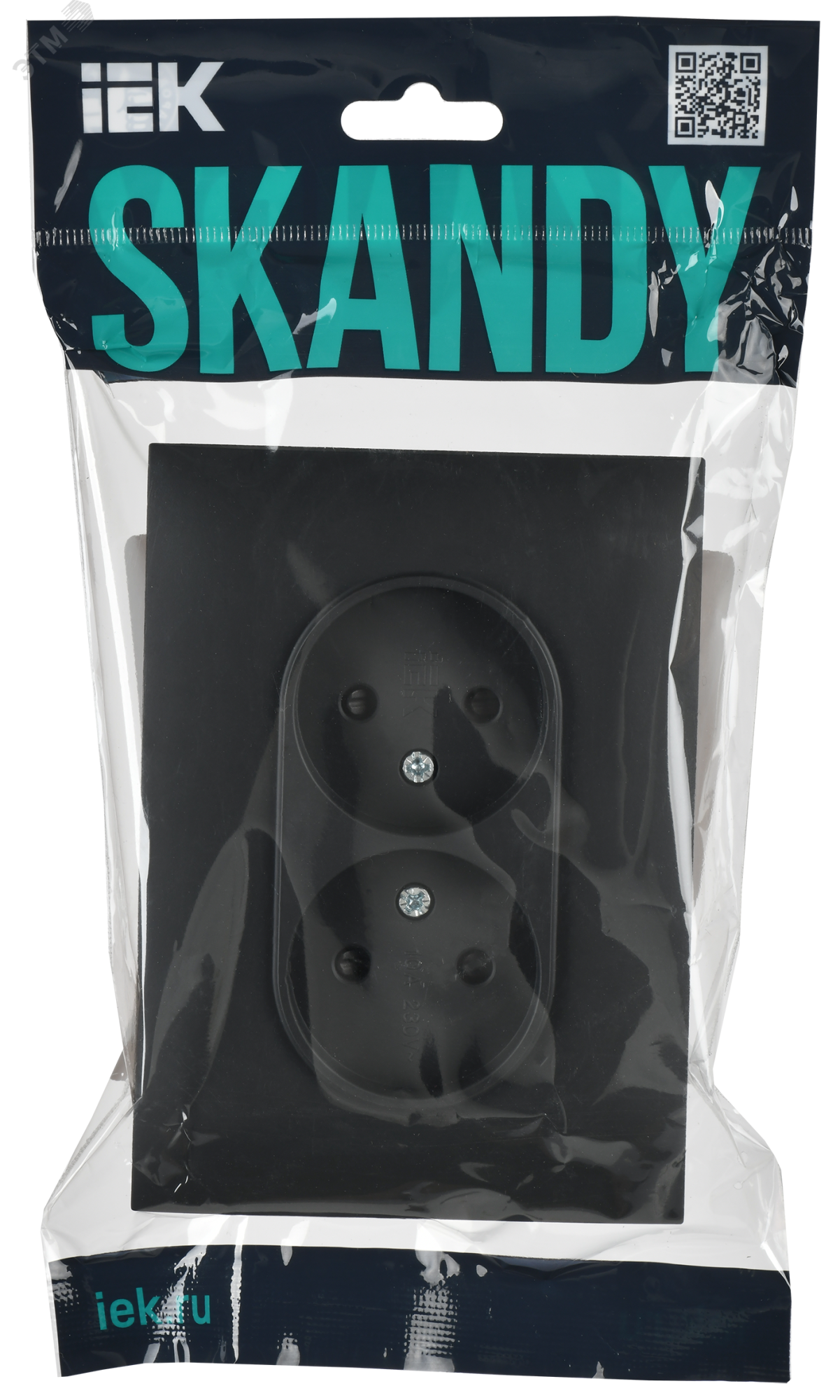 SKANDY Розетка 2-местная без заземления с защитными шторками 10А в сборе SK-R09G графит IEK SK-R23-10-K53-F