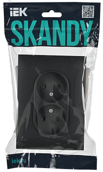 SKANDY Розетка 2-местная без заземления с защитными шторками 10А в сборе SK-R09G графит IEK SK-R23-10-K53-F