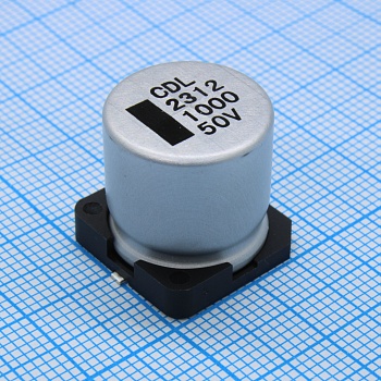 CDL050M102JGBPKKKV00R - Конденсатор алюминиевый электролитический 1000мкФ 50В ±20% (16 X 16.5мм) для поверхностного монтажа 1610мА 5000час 105°С автомобильного применения лента на катушке