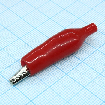 AG-105A-C/R - Зажим "Крокодил" с изолятором красный, 5А, 35мм