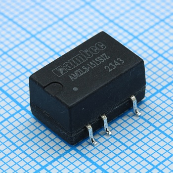 AM2LS-1515SJZ - DC/DC, 2Вт, вход 13.5…16.5В, выход 15В/0.013…0.133А, изоляция 1500В DC, КПД 84%, максимальная емкостная нагрузка не более 560мкФ, для поверхностного монтажа, 13.2x11.4x7.25мм, -40…105°C, пластик