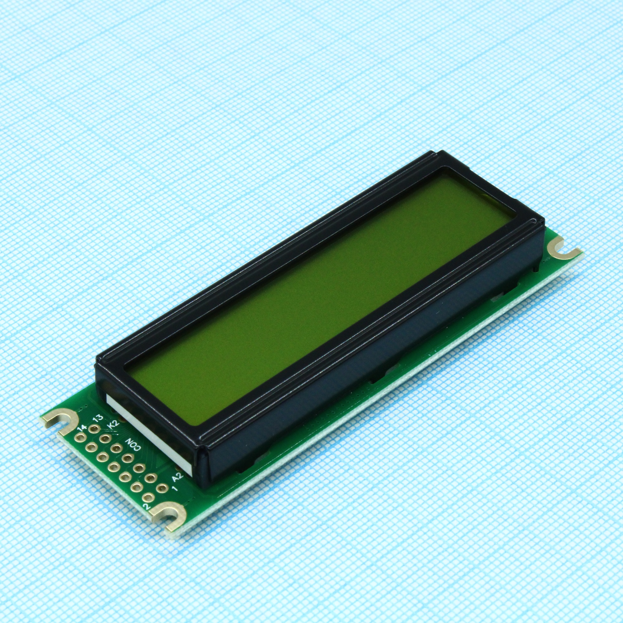 WH1602D-YYH-CTK# - ЖКИ знакосинтезирующий 16 x 2, STN Желто-зеленый Позитивный/прозрачный светодиодная подсветка желто-зеленая размеры 85x30 мм, видимая область 66x16 мм, -20...70°C