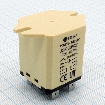 JQX-30F/2Z-220VAC - реле, 2 переключающих контакта 250В 30А, катушка 220В переменного напряжения
