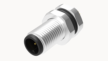 Вилочный разъем SD-M5A-03P-MM-SF7001 - Вилочный разъем в панель, 3 полюса, M5, гайка спереди, фиксация провода пайкой, A-Code, 1A, 60V, M5*0.5, металл