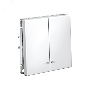 Выключатель 2-кл. ArtGallery (сх. 5а) 10AX с подсветкой механизм лотос SE GAL001353