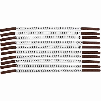 brd133949 - SCNC-15-0-9 клипсы белые, 300шт/упак, для провода 3,8-4,6мм диаметра, легенда 0-9