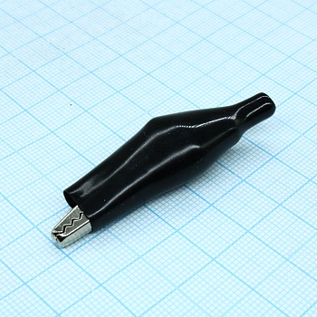 AG-110A-C/B - Зажим "Крокодил" с изолятором черный, 10А, 43.5мм