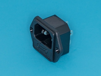 AC-3FL - Разъем 220В вилка на блок, 3 контакта, с держателем предохранителя 5х20мм, крепление винты, 10A