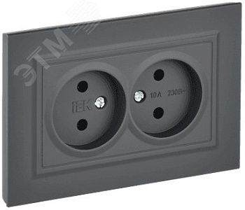 Розетка 2-м СП BRITE РС12-2-БрГ 10А в сборе без заземл. без защ. шторок графит BR-R20-10-K53-F