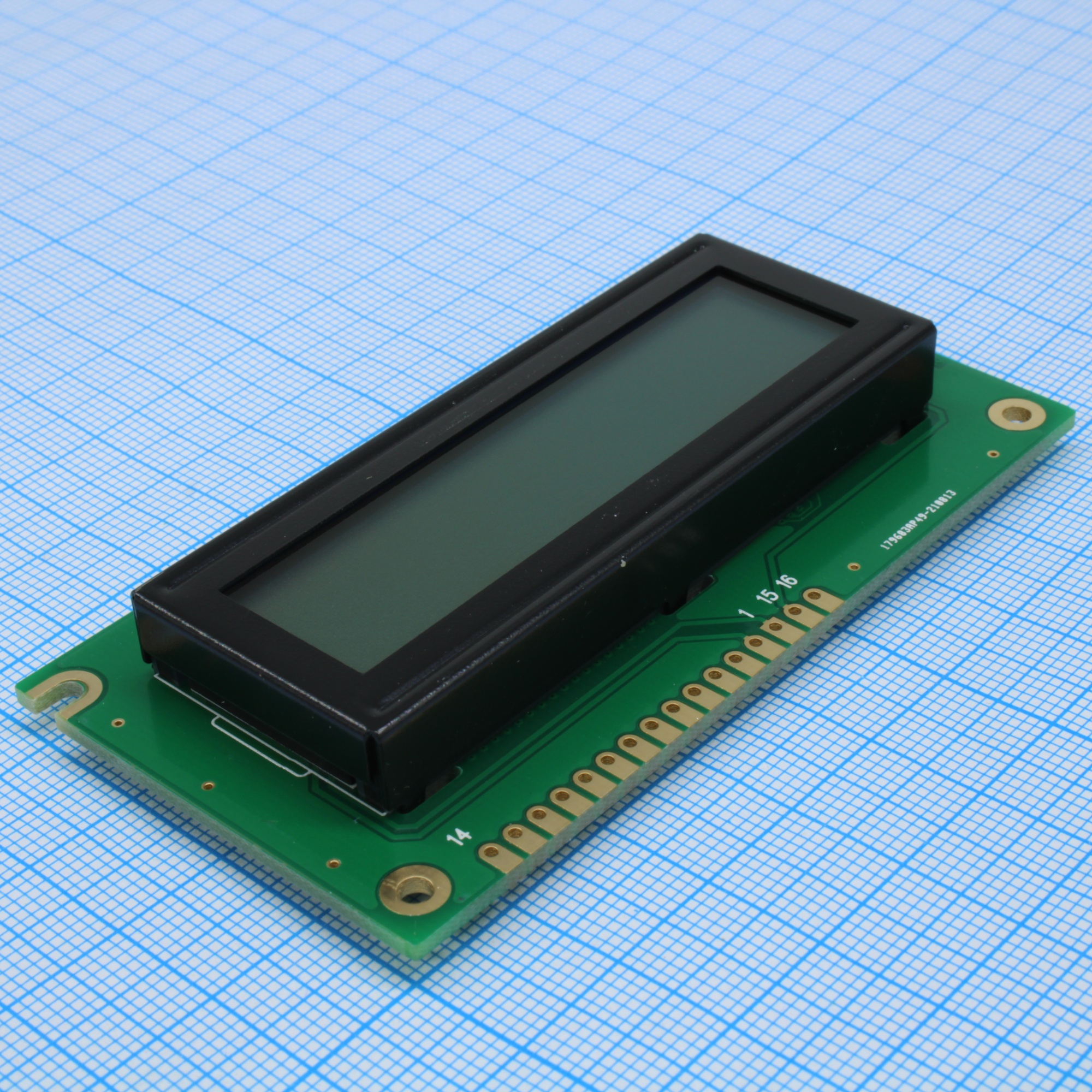 HTM1602-8-11Y-A5P - ЖКИ знакосинтезирующий 16 x 2, STN Серый Позитивный/прозрачно-отражающий светодиодная подсветка желто-зеленая размеры 84x44мм, видимая область 61x15.8 мм, -10...60°C, 6 o`clock