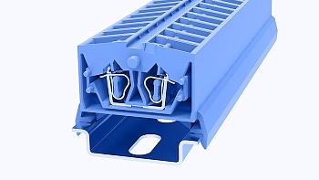 Проходная клемма WS2.5T-DIN35-01P-12 - Проходная клемма, 4 точки подключения, тип фиксации провода: пружинный, номинальное сечение: 2,5 мм кв., 24А, 800V, ширина: 10 мм, цвет: синий, тип монтажа: DIN35